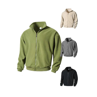 Herren Fleecejacke Warm mit Hochkragen und Reißverschluss - BerlinGlamour