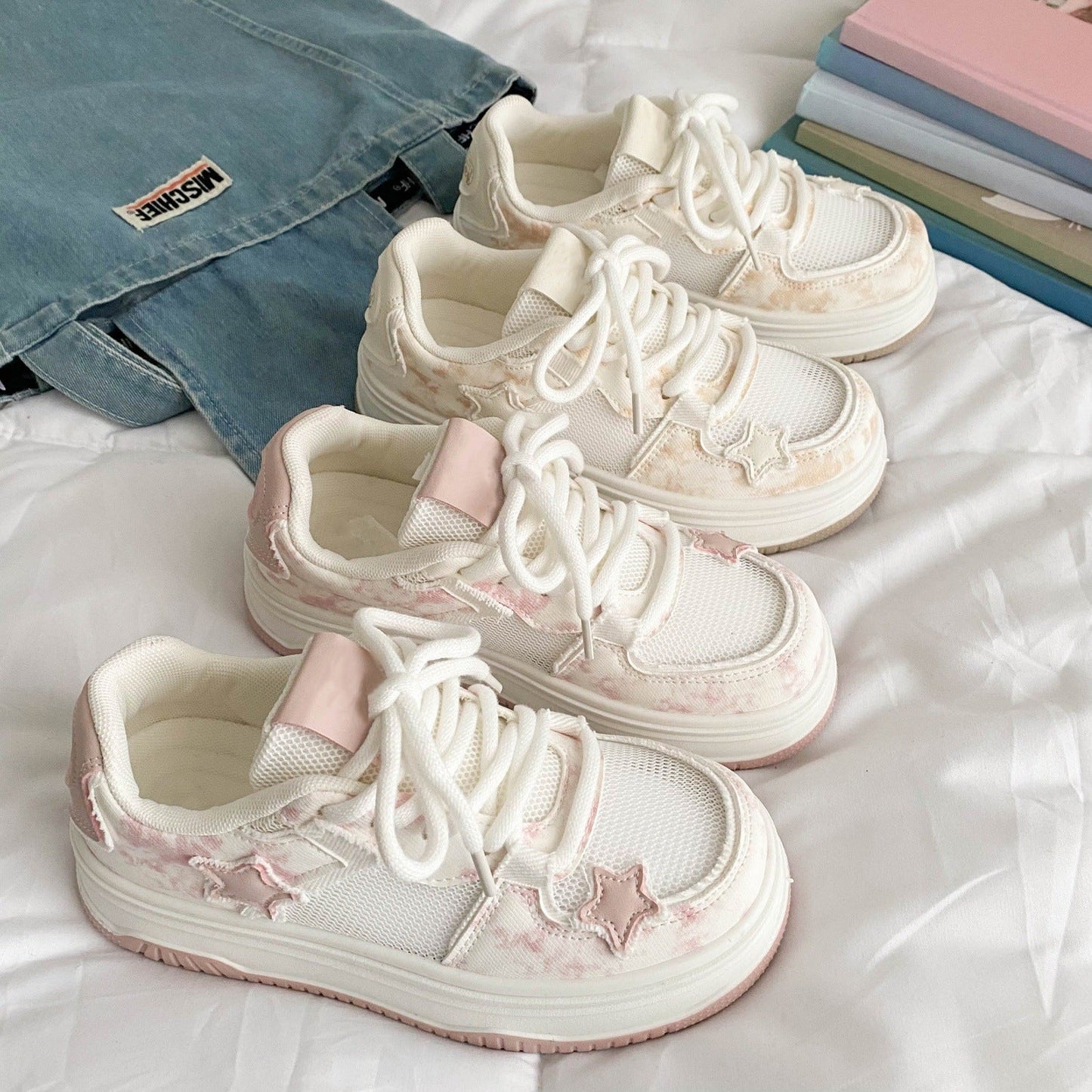 Damen Sneaker Bequem mit Sternenmotiv Trendy