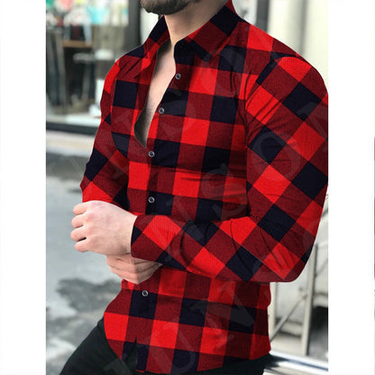 Herren Flanellhemd Karomuster Baumwolle Schwarz Modern