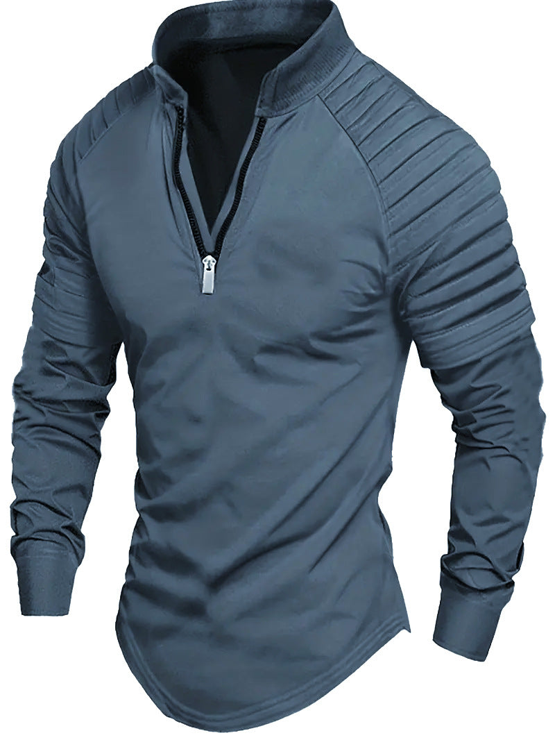 Herren Langarmshirt Sportlich Mit Reißverschluss