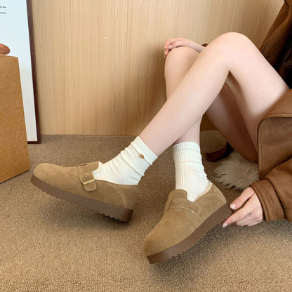 Damen Clogs Weich Velours Bequem Schnalle Modisch