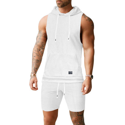 Herren Sportliche Hoodie Kurzarm Set Streetwear