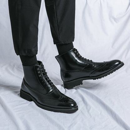 Damen Schnürstiefel Leder Elegante Hochgeschlossen Winterstiefel