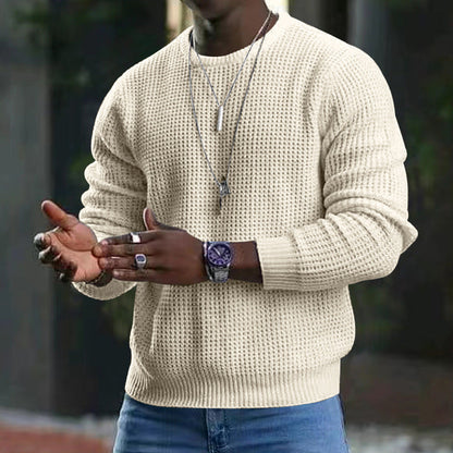 Herren Pullover Struktur Waffelmuster Lässig Modern