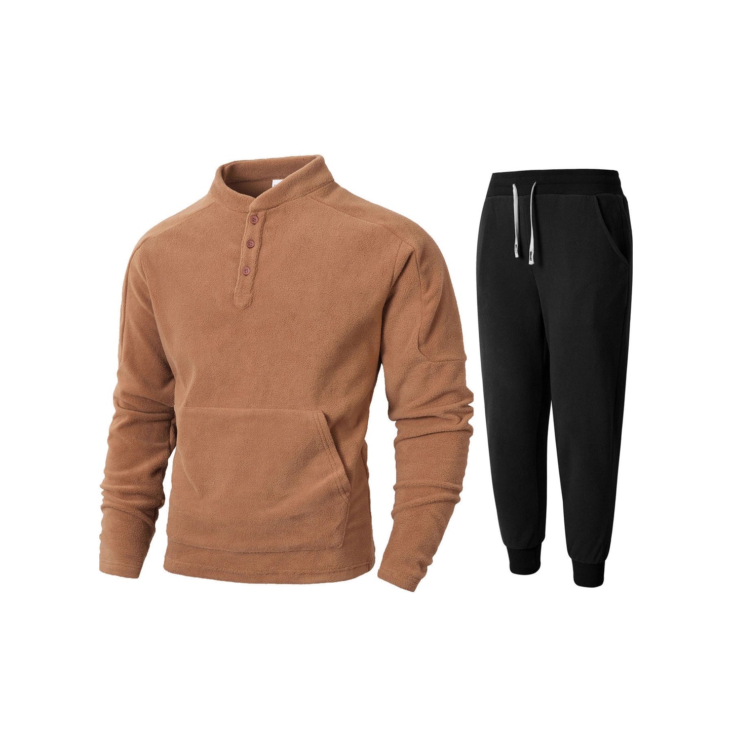 Herren Sweatshirt Fleece Warm mit Kragen und Taschen