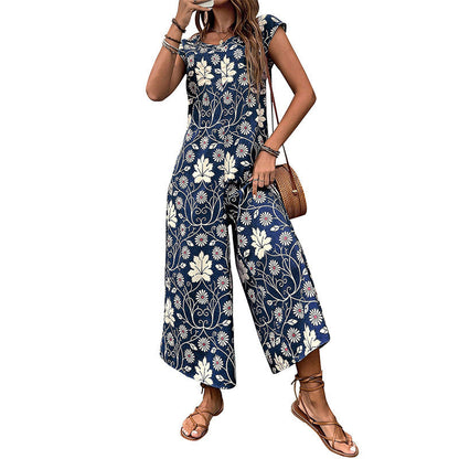 Damen Jumpsuit Floralmuster Mit Taschen