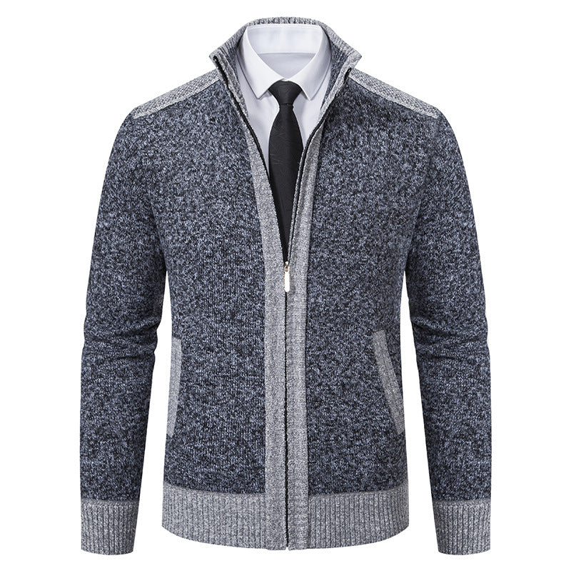 Herren Strickjacke Modern Zipper Hochwertig Schwarz