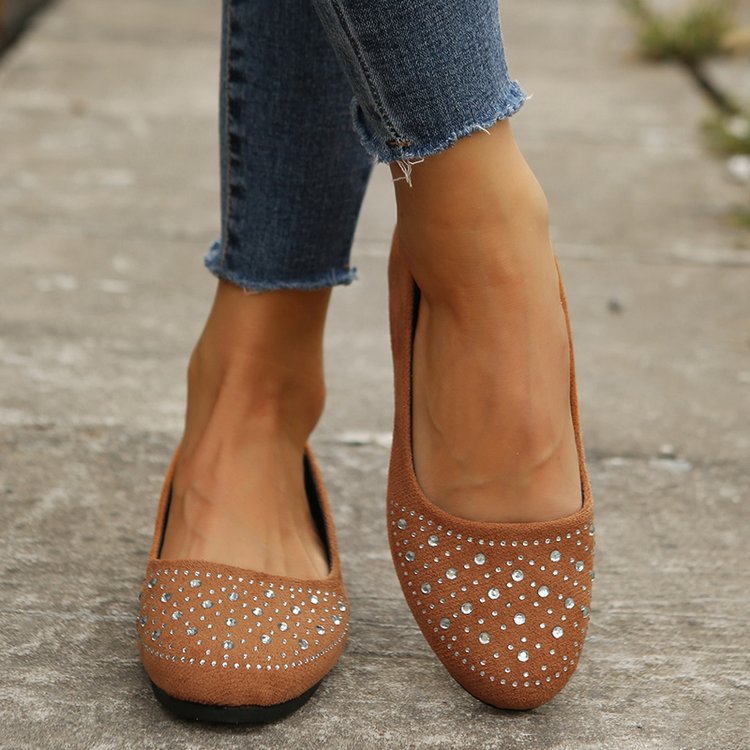 Elegante Damen Ballerinas mit Strass und Weichem Innenfutter