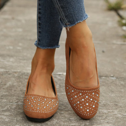 Elegante Damen Ballerinas mit Strass und Weichem Innenfutter