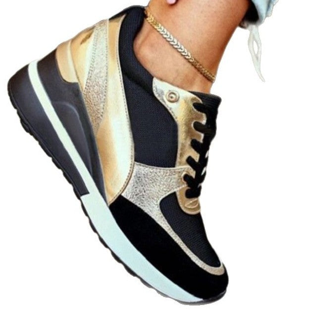 Damen Sneaker Sportlich Metallic Details Modisch