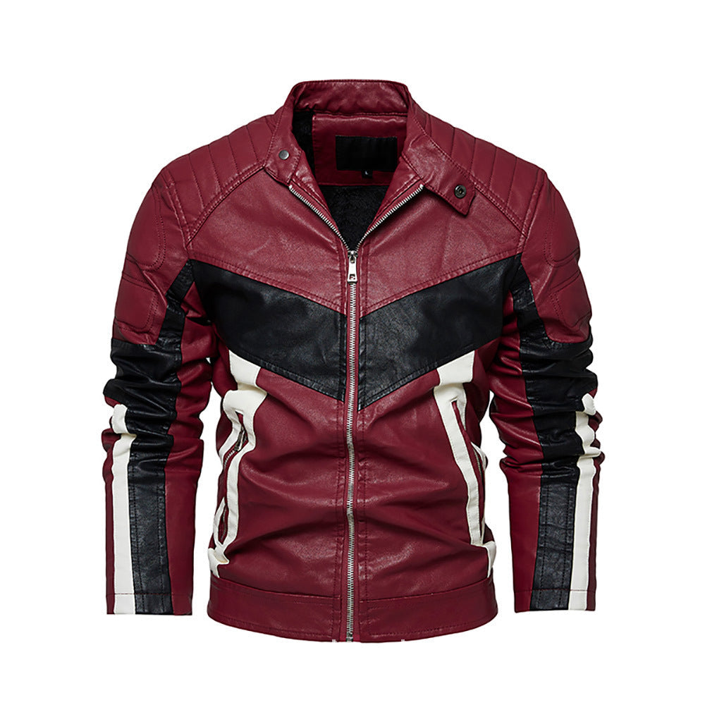 Leder Bikerjacke Herren Stylish Schwarz Ledermantel