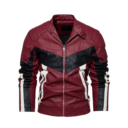 Leder Bikerjacke Herren Stylish Schwarz Ledermantel