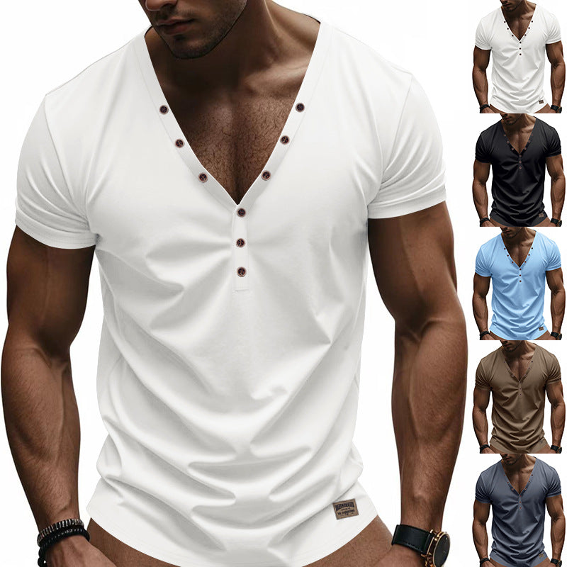 Herren Kurzarm T-Shirt V-Ausschnitt Modern - BerlinGlamour
