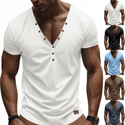 Herren Kurzarm T-Shirt V-Ausschnitt Modern - BerlinGlamour
