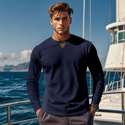 Herren Sportshirt Langarm mit Strukturdesign Modern