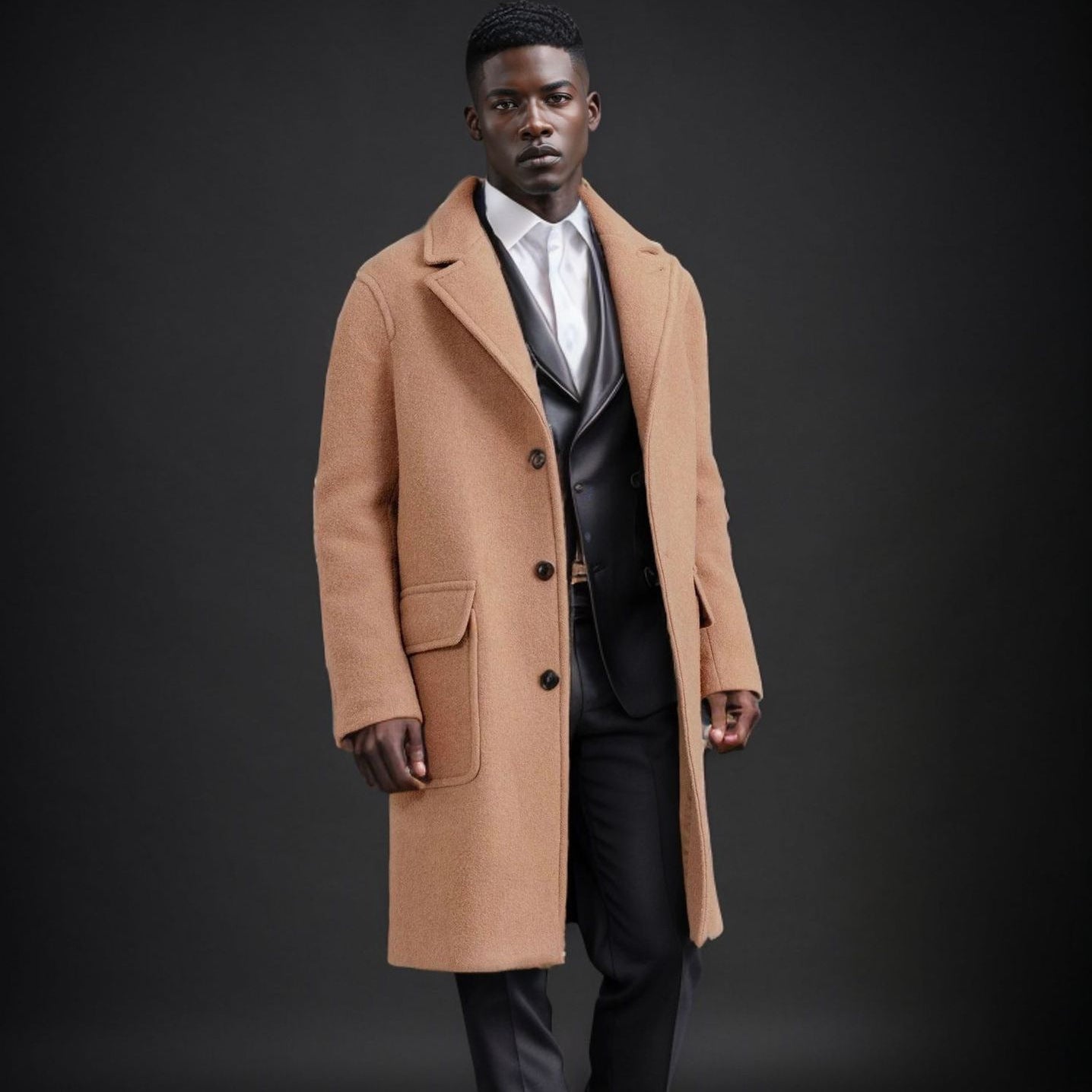 Herren Lammfellmantel Eleganter Wintermantel Lang
