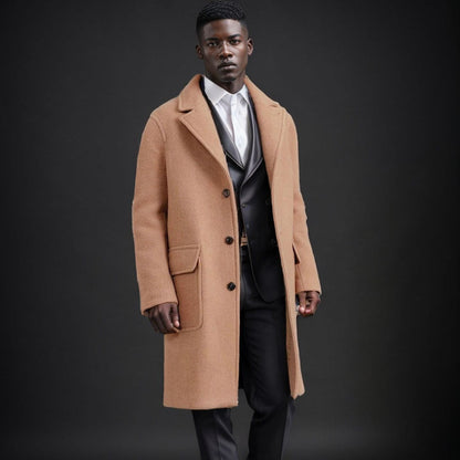 Herren Lammfellmantel Eleganter Wintermantel Lang