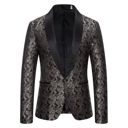 Herren Smokingjacke Paisley Muster Elegant Schwarz