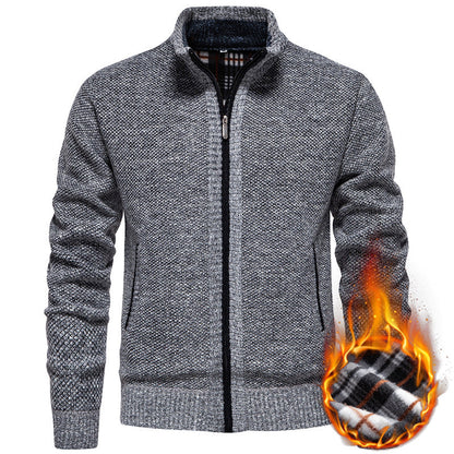 Herren Strickjacke Modern mit hohem Kragen und Taschen