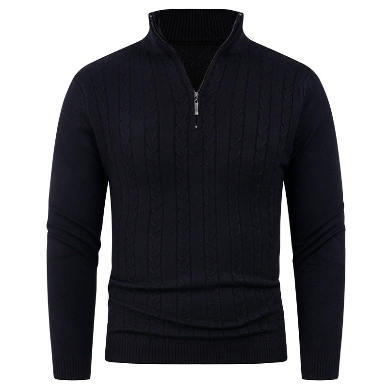 Herren Pullover Strukturiert mit Reißverschluss Kragen Modern