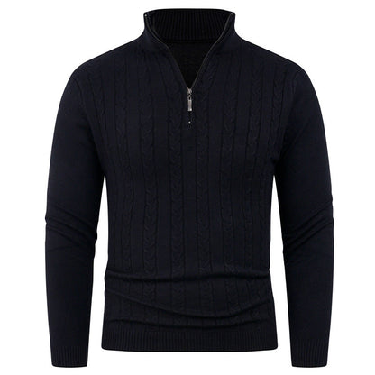 Herren Pullover Strukturiert mit Reißverschluss Kragen Modern