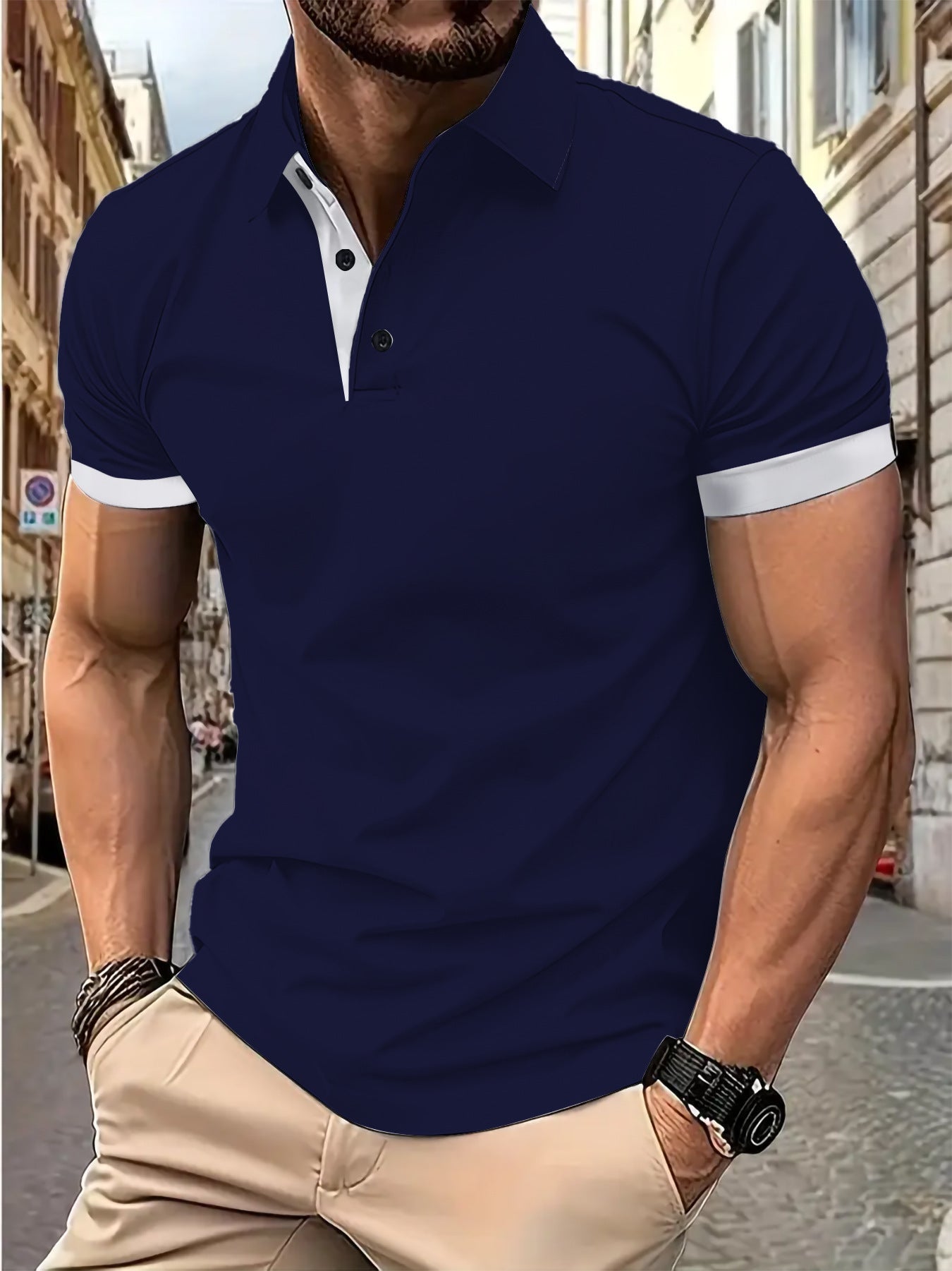 Herren Poloshirt Modern mit Kontraststreifen