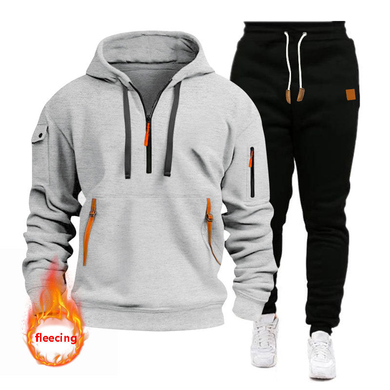Herren Hoodie-Set Sportlich mit Taschen Atmungsaktiv