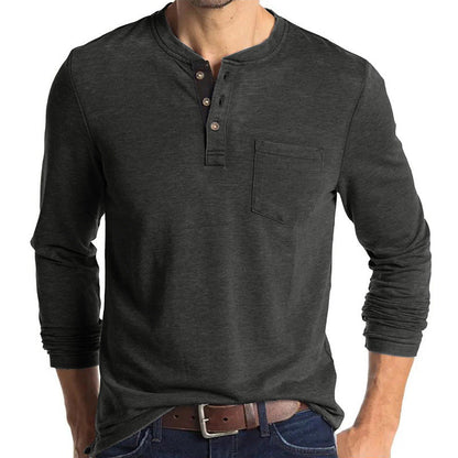 Herren Langarmshirt Modern Knopfdetails Elegant