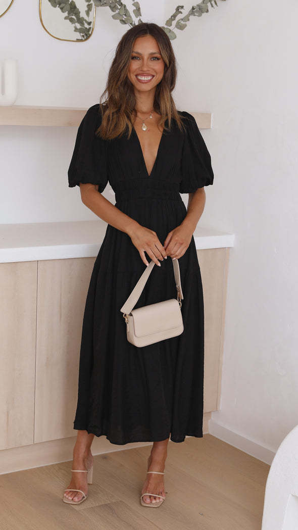 Damen Maxikleid V-Ausschnitt Schwingrock Partykleid Lang