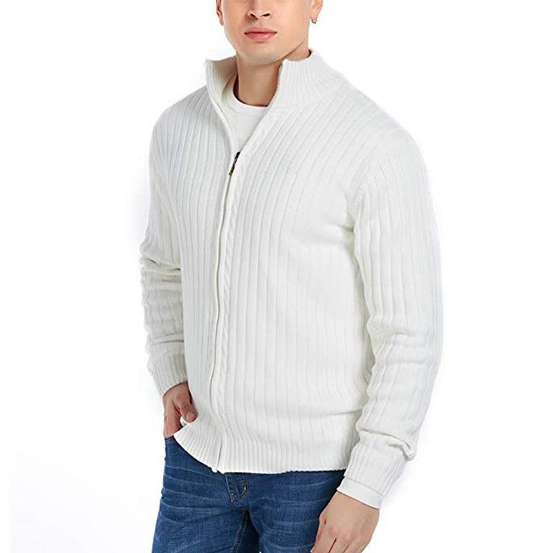 Herren Strickjacke Sportlich Reißverschluss Steppkragen Modern - BerlinGlamour