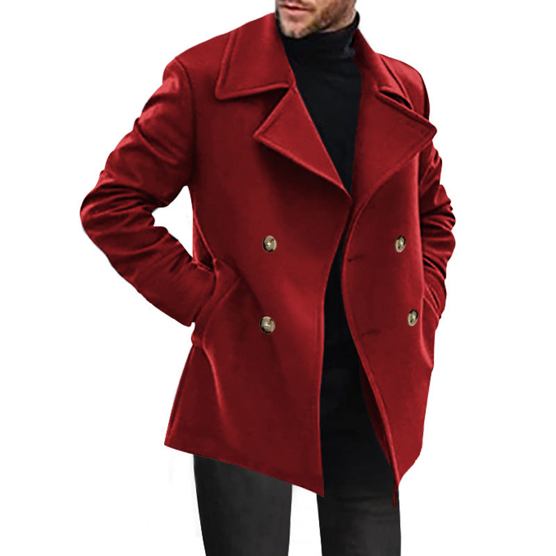 Herren Peacoat Elegant Doppelter Knopfleiste Modern