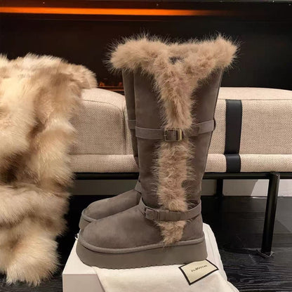 Damen Winterstiefel Warm Kuschelig mit Kunstfell