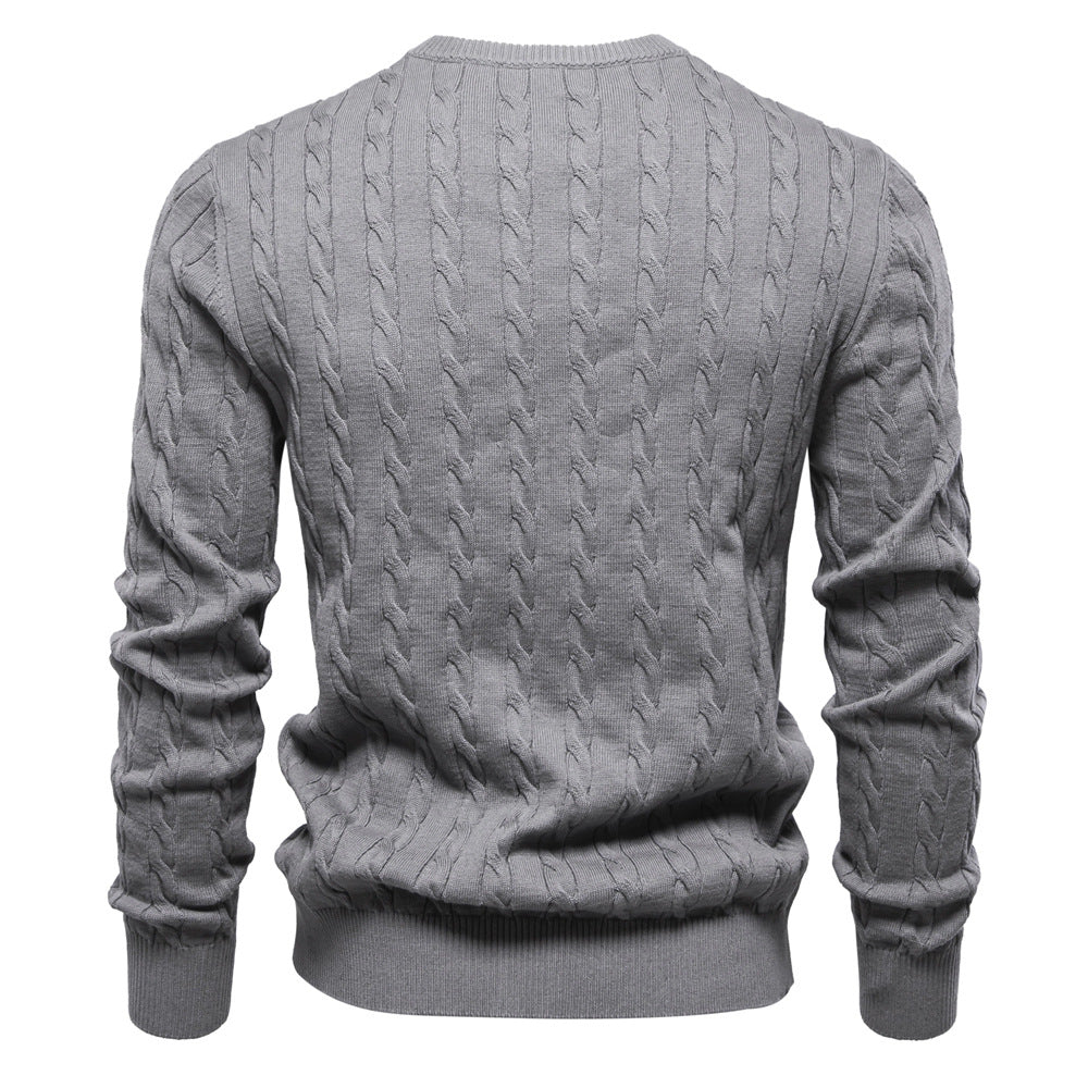 Herren Strickpullover Zopfmuster Rundhals Modern