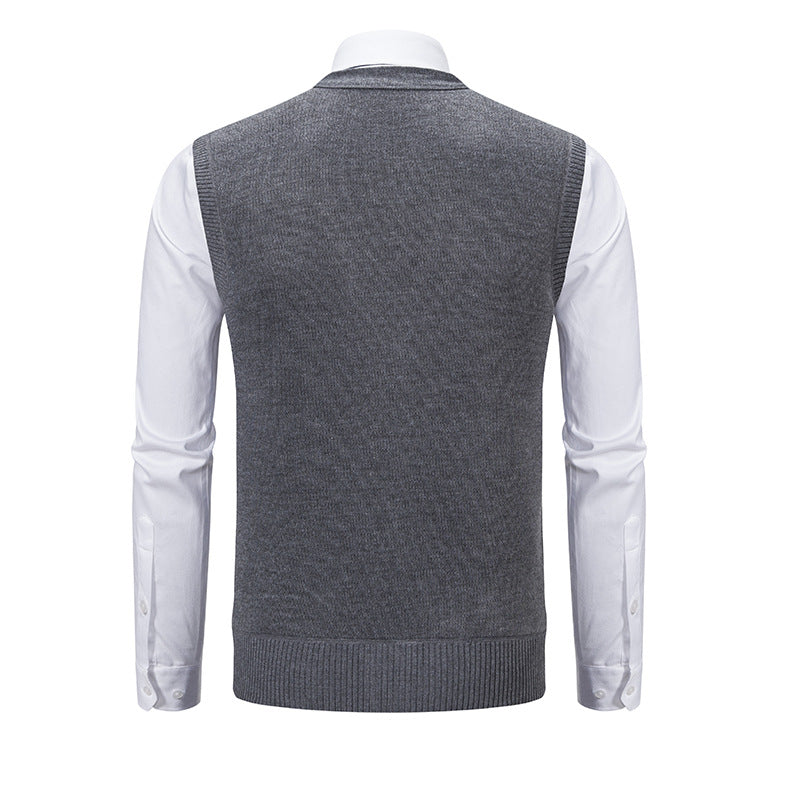 Herren Strickweste Karomuster Modern Schwarz
