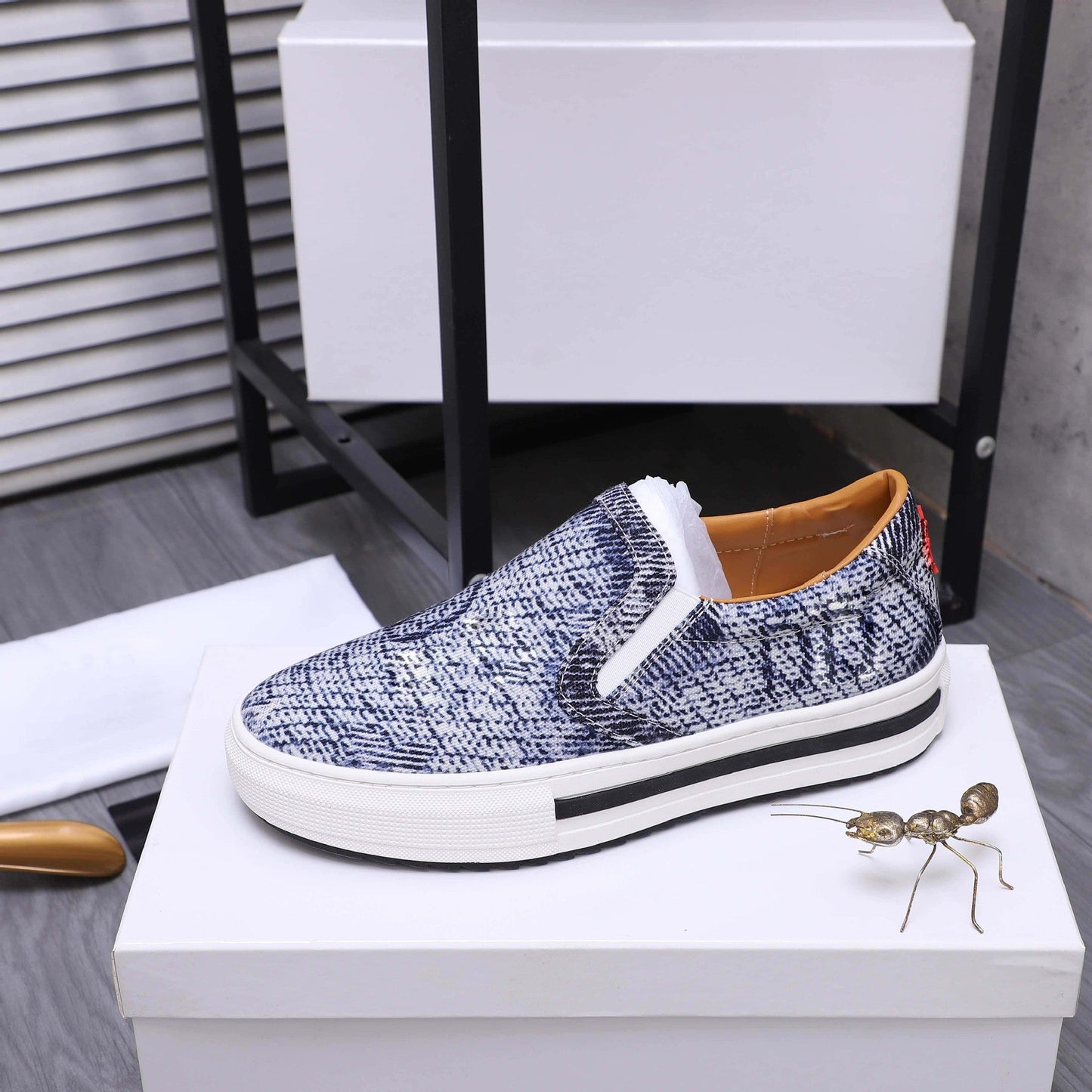 Damen Sneaker Slip-On Elastisch Atmungsaktiv Bequem