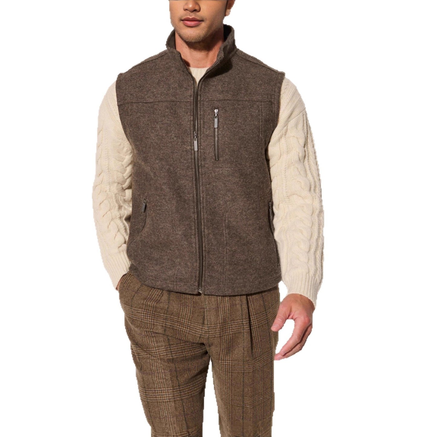 Herren Weste Filz Kuschelweste Modern Warm