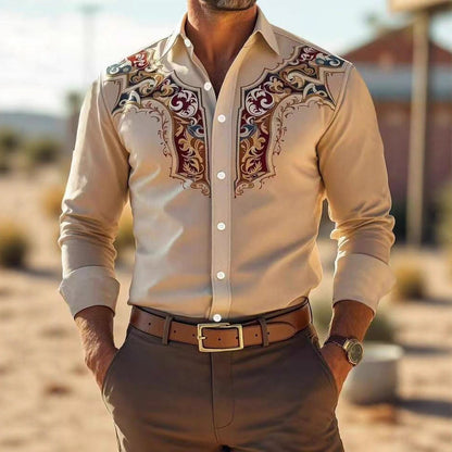 Herren Langarmhemd Modern mit Stickerei Elegant