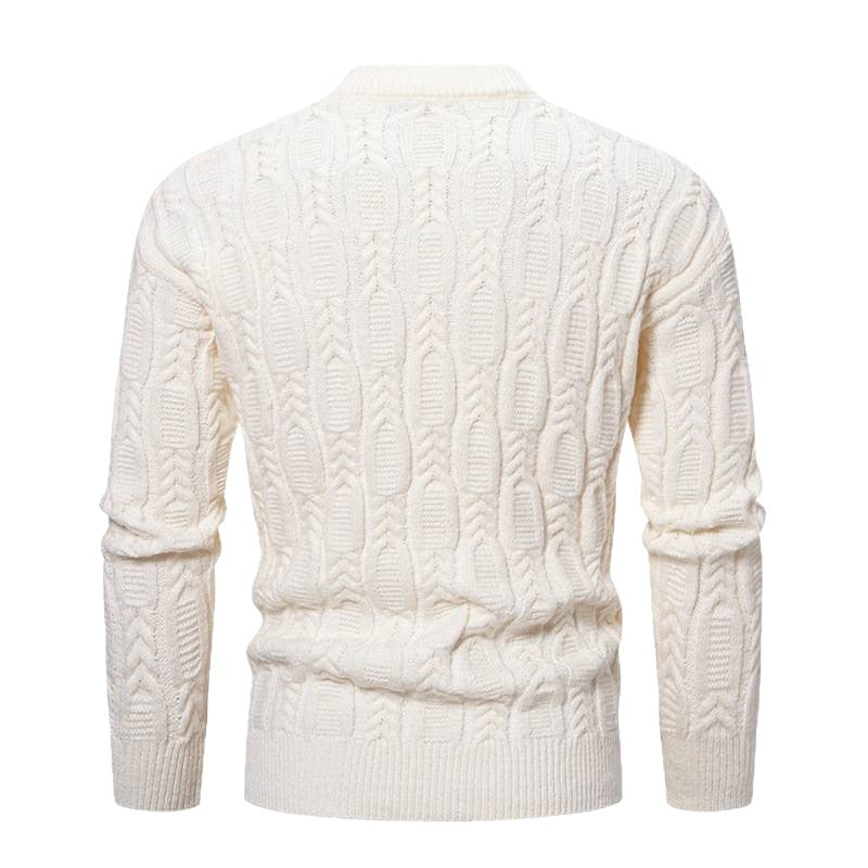 Herren Pullover Grobstrick Rundhals Zopfmuster Modern