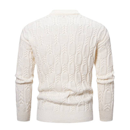 Herren Pullover Grobstrick Rundhals Zopfmuster Modern
