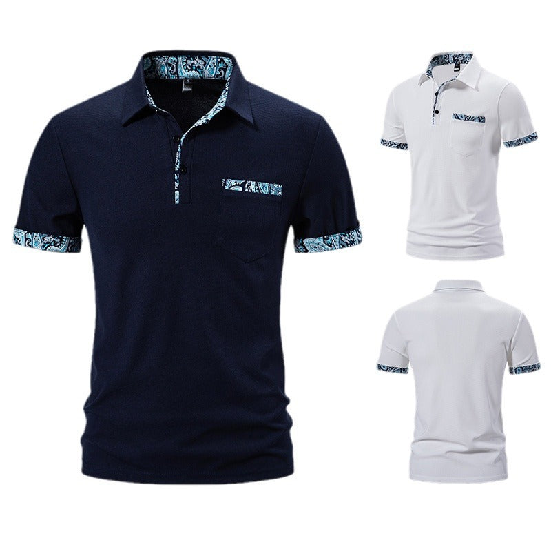 Herren Polohemd Modern mit Knopfkragen und Brusttasche