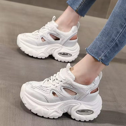 Damen Sneaker Chunky Bequem Atmungsaktiv Weiße Sneakers