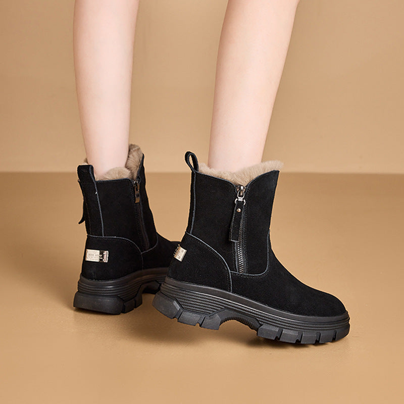 Damen Winterstiefel Warm Isoliert Robust mit Reißverschluss