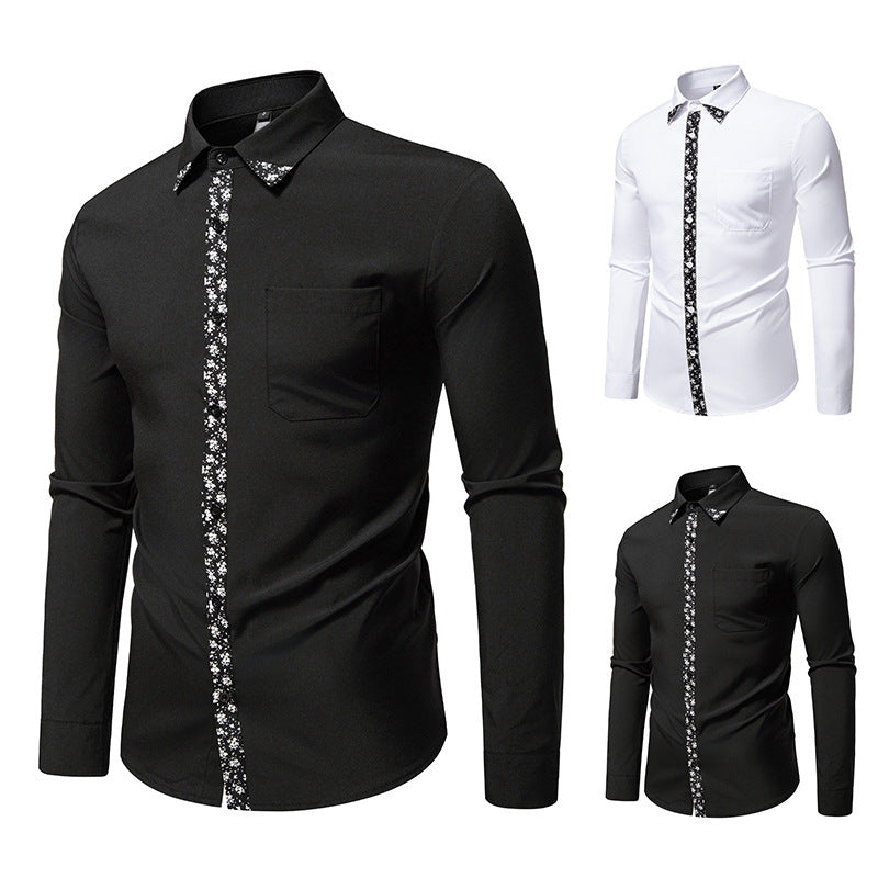 Herren Hemd Elegantes Blumenmuster Modern Knopfleiste