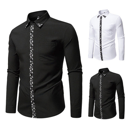 Herren Hemd Elegantes Blumenmuster Modern Knopfleiste