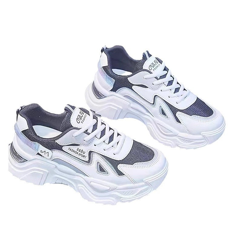 Damen Sneaker Chunky Glänzend Auffällig Modisch