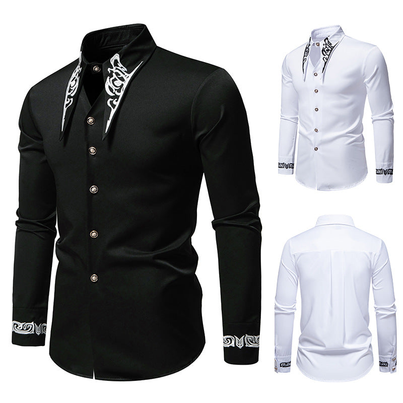 Herren elegante Langarmhemd mit kunstvollem Kragen BerlinGlamour - BerlinGlamour