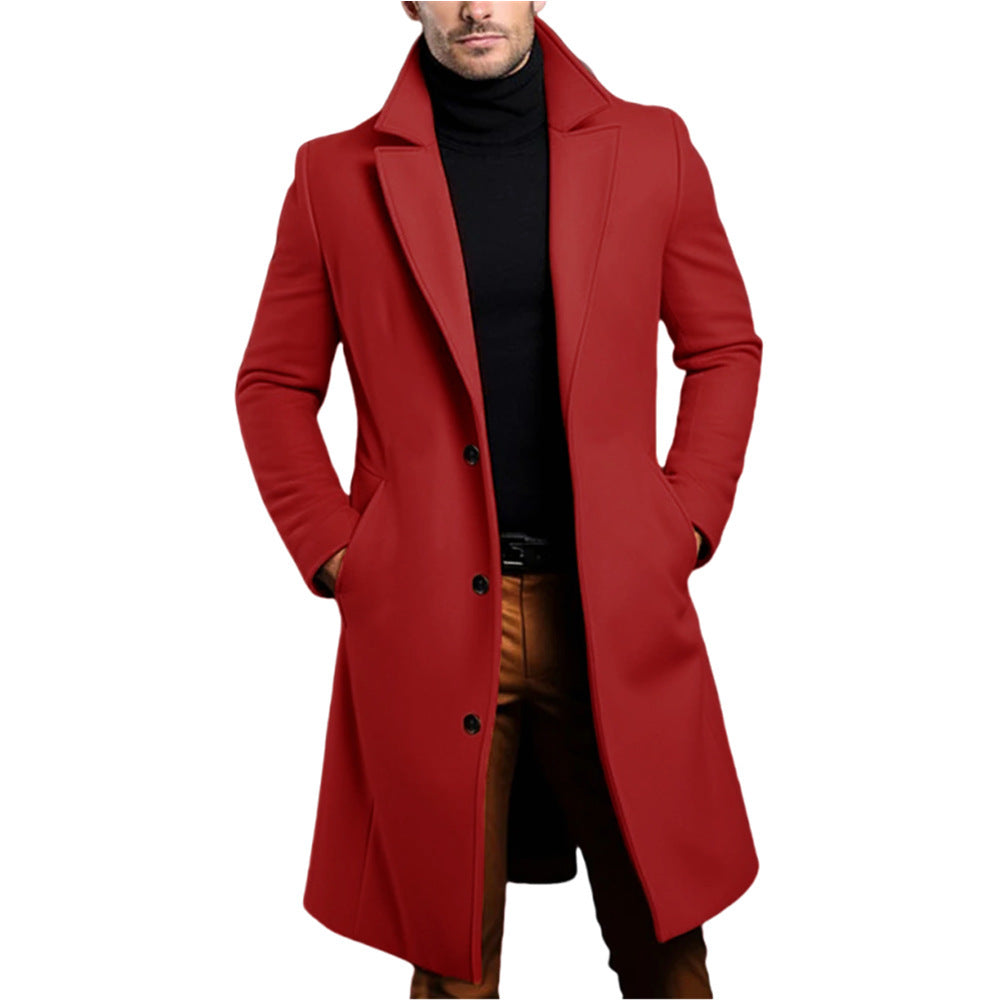 Herren Mantel Lang Geschnitten Elegant Schwarz
