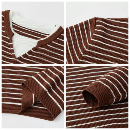 Herren Pullover V-Ausschnitt mit Feinstreifen Modern