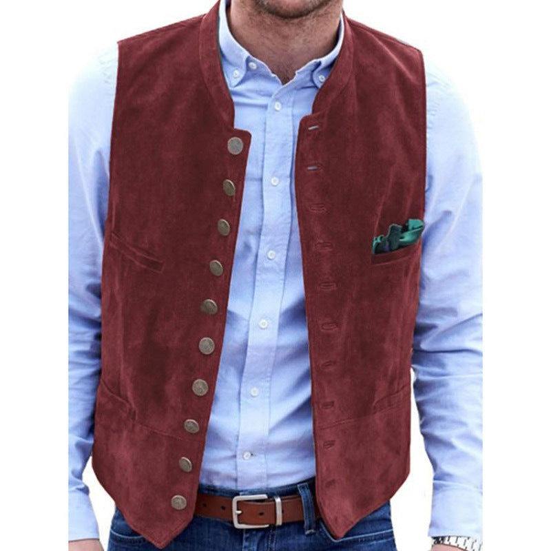 Lederweste Herren Elegant Wildleder Schwarz