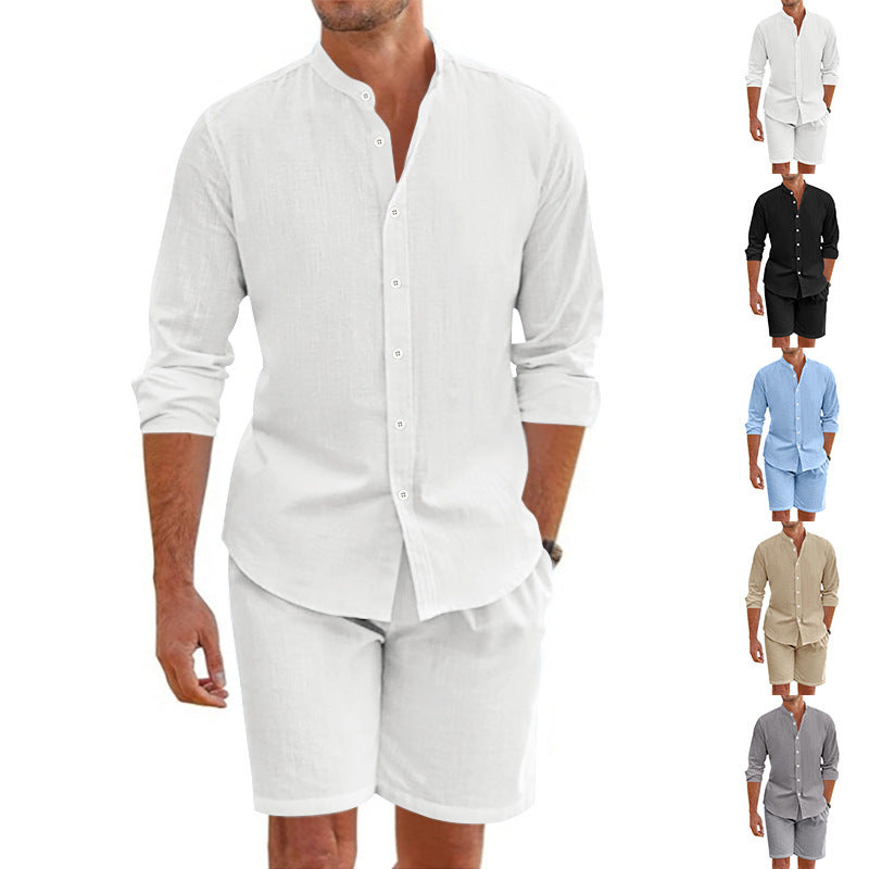Leinen-Oberteil und Shorts-Set Herren Sommer Set Leicht - BerlinGlamour